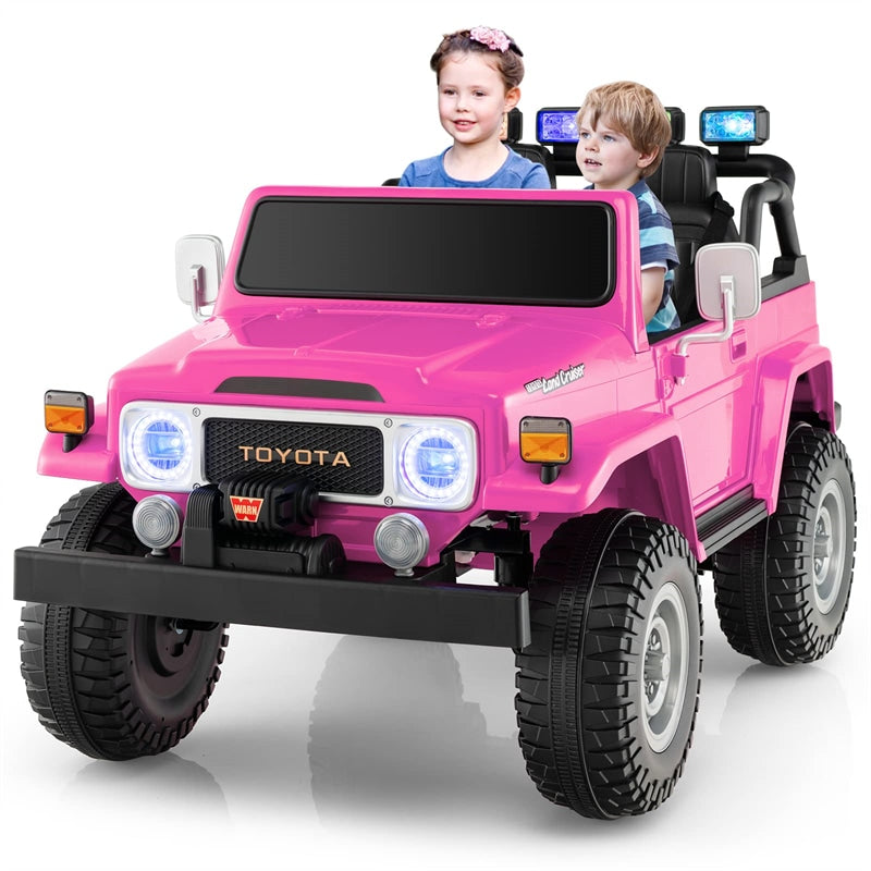 2-Seater Ride on Car Truck 12V Toyota FJ40 Kids Electric Vehicle with Remote Control Laser Lights Storage Music