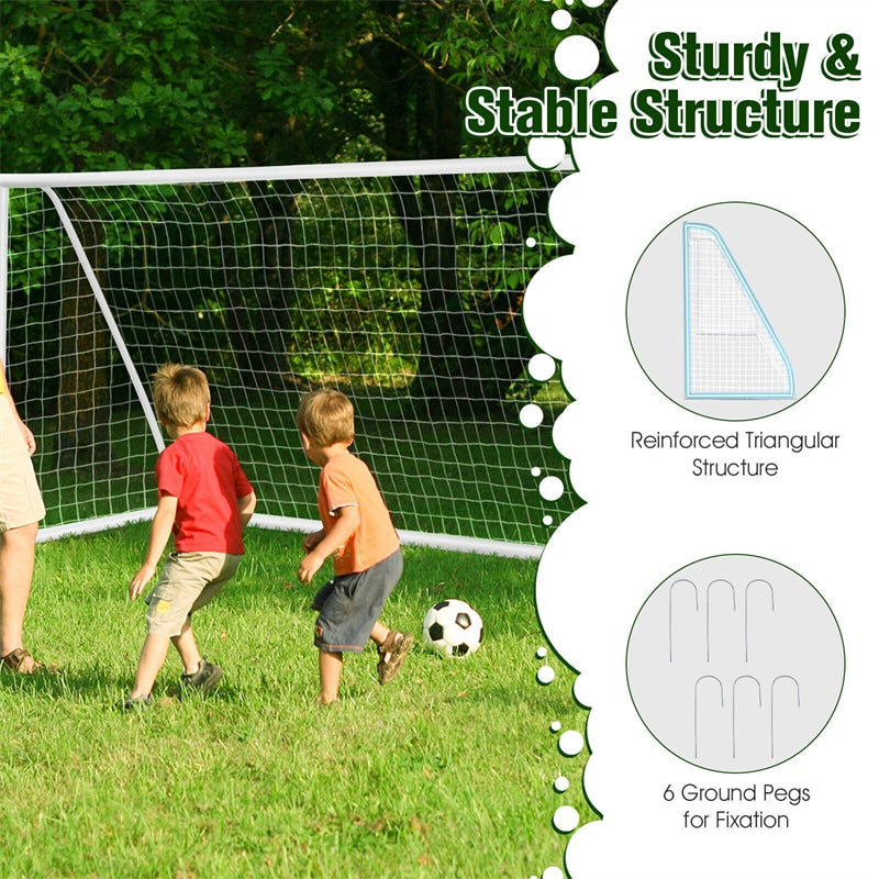 Backyard Soccer Goal 12 x 6FT All-Weather Soccer Net Quick Set-up Portable Soccer Goal with Strong UPVC Frame for Kids Soccer Practice Training