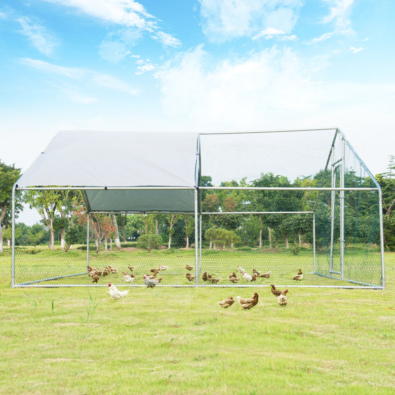 13' x 13‘ Large Metal Chicken Coop Run Walk-in Poultry Cage Hen Run House Shade Cage for Outdoor Backyard Farm