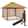 13 x 13FT Pop-Up Gazebo 2-Tier Outdoor Instant Canopy Gazebo with Mesh Sidewalls & Wheeled Bag