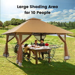 13 x 13FT Pop-Up Gazebo 2-Tier Outdoor Instant Canopy Gazebo with Mesh Sidewalls & Wheeled Bag