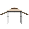 13.5' x 4' Patio BBQ Grill Gazebo Canopy with Dual Side Awings & Shelves, 2-Tier Outdoor Grill Gazebo Heavy-Duty Steel Grill Shelter