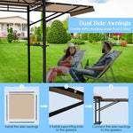 13.5' x 4' Patio BBQ Grill Gazebo Canopy with Dual Side Awings & Shelves, 2-Tier Outdoor Grill Gazebo Heavy-Duty Steel Grill Shelter