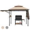 13.5' x 4' Patio BBQ Grill Gazebo Canopy with Dual Side Awings & Shelves, 2-Tier Outdoor Grill Gazebo Heavy-Duty Steel Grill Shelter