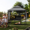 13.5' x 4' Patio BBQ Grill Gazebo Canopy with Dual Side Awings & Shelves, 2-Tier Outdoor Grill Gazebo Heavy-Duty Steel Grill Shelter