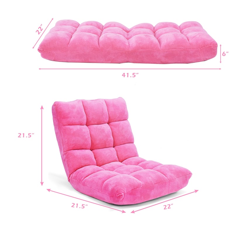 Floor Chair Folding Lazy Sofa Chair Floor Gaming Chair 14-Position Adjustable Sleeper Bed with Back Support