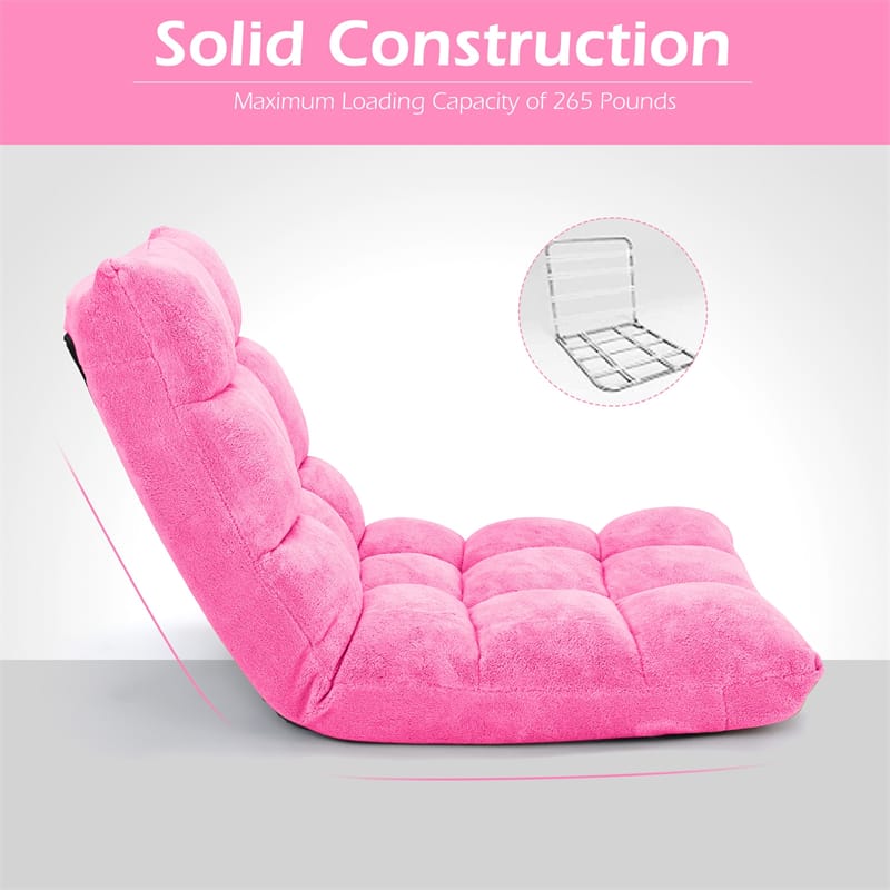 Floor Chair Folding Lazy Sofa Chair Floor Gaming Chair 14-Position Adjustable Sleeper Bed with Back Support