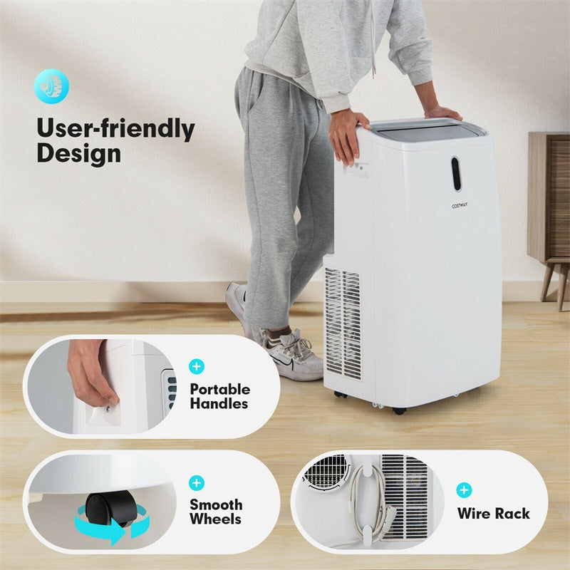 14000 BTU Portable Air Conditioner 4-in-1 Air Cooler Dehumidifier Heater Fan with Remote & WiFi Smart App Control