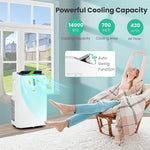 14000 BTU Portable Air Conditioner 4-in-1 Air Cooler Dehumidifier Heater Fan with Remote & WiFi Smart App Control