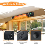 1500W Wall Mounted Patio Heater with Remote Control & 3 Heat Settings, IP65 Waterproof Electric Infrared Heater for Outdoor Indoor