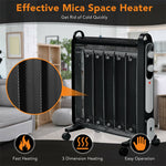 1500W Electric Space Heater Portable Mica Heater with Adjustable Thermostat & Wheels