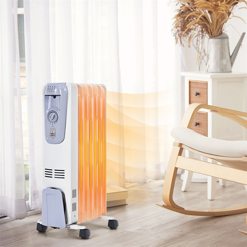 1500W Electric Oil Filled Radiator Heater Indoor Portable Space Heater with Adjustable Thermostat, 3 Heating Modes, Overheat & Tip-Over Protection