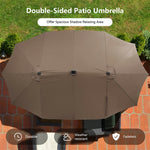 15FT Double-Sided Patio Umbrella Outdoor Market Umbrella with 48 Solar LED Lights & Crank