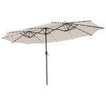 15FT Double-Sided Patio Umbrella Outdoor Market Umbrella with 48 Solar LED Lights & Crank