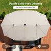 15FT Double-Sided Patio Umbrella Outdoor Market Umbrella with 48 Solar LED Lights & Crank