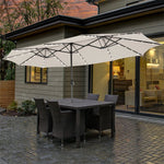 15FT Double-Sided Patio Umbrella Outdoor Market Umbrella with 48 Solar LED Lights & Crank