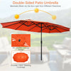 15FT Double-Sided Patio Umbrella Extra Large Outdoor Twin Market Umbrella with Crank Handle & Umbrella Base