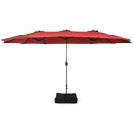 15FT Double-Sided Patio Umbrella Extra Large Outdoor Twin Market Umbrella with Crank Handle & Umbrella Base