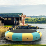 15FT Inflatable Water Trampoline Floating Lake Trampoline with 500W Electric Inflator & Rope Ladder, Recreational Water Bouncer for Pool