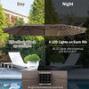 15FT Double-Sided Patio Umbrella Extra Large Outdoor Umbrella with 48 Solar LED Lights & Umbrella Base