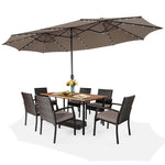 15FT Double-Sided Patio Umbrella Extra Large Outdoor Umbrella with 48 Solar LED Lights & Umbrella Base