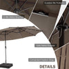 15FT Double-Sided Patio Umbrella Extra Large Outdoor Umbrella with 48 Solar LED Lights & Umbrella Base