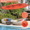 15FT Double-Sided Patio Umbrella Extra Large Outdoor Umbrella with 48 Solar LED Lights & Umbrella Base