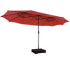 15FT Double-Sided Patio Umbrella Extra Large Outdoor Umbrella with 48 Solar LED Lights & Umbrella Base