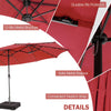 15FT Double-Sided Patio Umbrella Extra Large Outdoor Umbrella with 48 Solar LED Lights & Umbrella Base