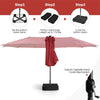 15FT Double-Sided Patio Umbrella Extra Large Outdoor Umbrella with 48 Solar LED Lights & Umbrella Base