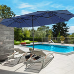 15FT Double-Sided Patio Umbrella Extra Large Outdoor Umbrella with 48 Solar LED Lights & Umbrella Base