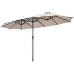 15Ft Double-Sided Patio Umbrella Twin Outdoor Market Umbrella with Hand-Crank