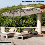 15Ft Double-Sided Patio Umbrella Twin Outdoor Market Umbrella with Hand-Crank