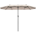 15Ft Double-Sided Patio Umbrella Twin Outdoor Market Umbrella with Hand-Crank