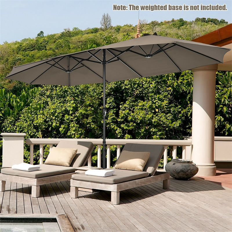 15Ft Double-Sided Patio Umbrella Twin Outdoor Market Umbrella with Hand-Crank