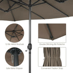 15Ft Double-Sided Patio Umbrella Twin Outdoor Market Umbrella with Hand-Crank