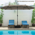 15Ft Double-Sided Patio Umbrella Twin Outdoor Market Umbrella with Hand-Crank