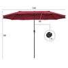 15Ft Double-Sided Patio Umbrella Twin Outdoor Market Umbrella with Hand-Crank