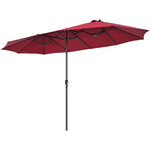 15Ft Double-Sided Patio Umbrella Twin Outdoor Market Umbrella with Hand-Crank