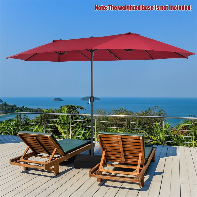 15Ft Double-Sided Patio Umbrella Twin Outdoor Market Umbrella with Hand-Crank