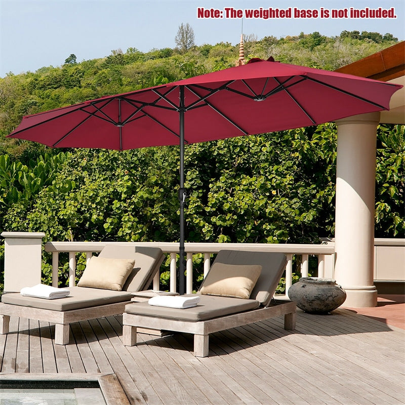 15Ft Double-Sided Patio Umbrella Twin Outdoor Market Umbrella with Hand-Crank