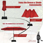 15Ft Double-Sided Patio Umbrella Twin Outdoor Market Umbrella with Hand-Crank