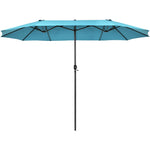 15Ft Double-Sided Patio Umbrella Twin Outdoor Market Umbrella with Hand-Crank