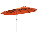 15Ft Double-Sided Patio Umbrella Twin Outdoor Market Umbrella with Hand-Crank