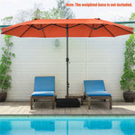 15Ft Double-Sided Patio Umbrella Twin Outdoor Market Umbrella with Hand-Crank