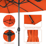 15Ft Double-Sided Patio Umbrella Twin Outdoor Market Umbrella with Hand-Crank