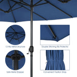 15Ft Double-Sided Patio Umbrella Twin Outdoor Market Umbrella with Hand-Crank