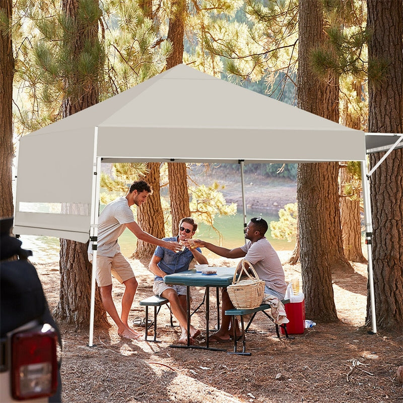 17' x 10' Pop-up Canopy Tent Instant Folding Canopy Portable Outdoor Shelter Adjustable Height Commercial Tent with Dual Awnings & Roller Bag