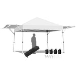 17' x 10' Pop-up Canopy Tent Instant Folding Canopy Portable Outdoor Shelter Adjustable Height Commercial Tent with Dual Awnings & Roller Bag