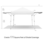 17' x 10' Pop-up Canopy Tent Instant Folding Canopy Portable Outdoor Shelter Adjustable Height Commercial Tent with Dual Awnings & Roller Bag